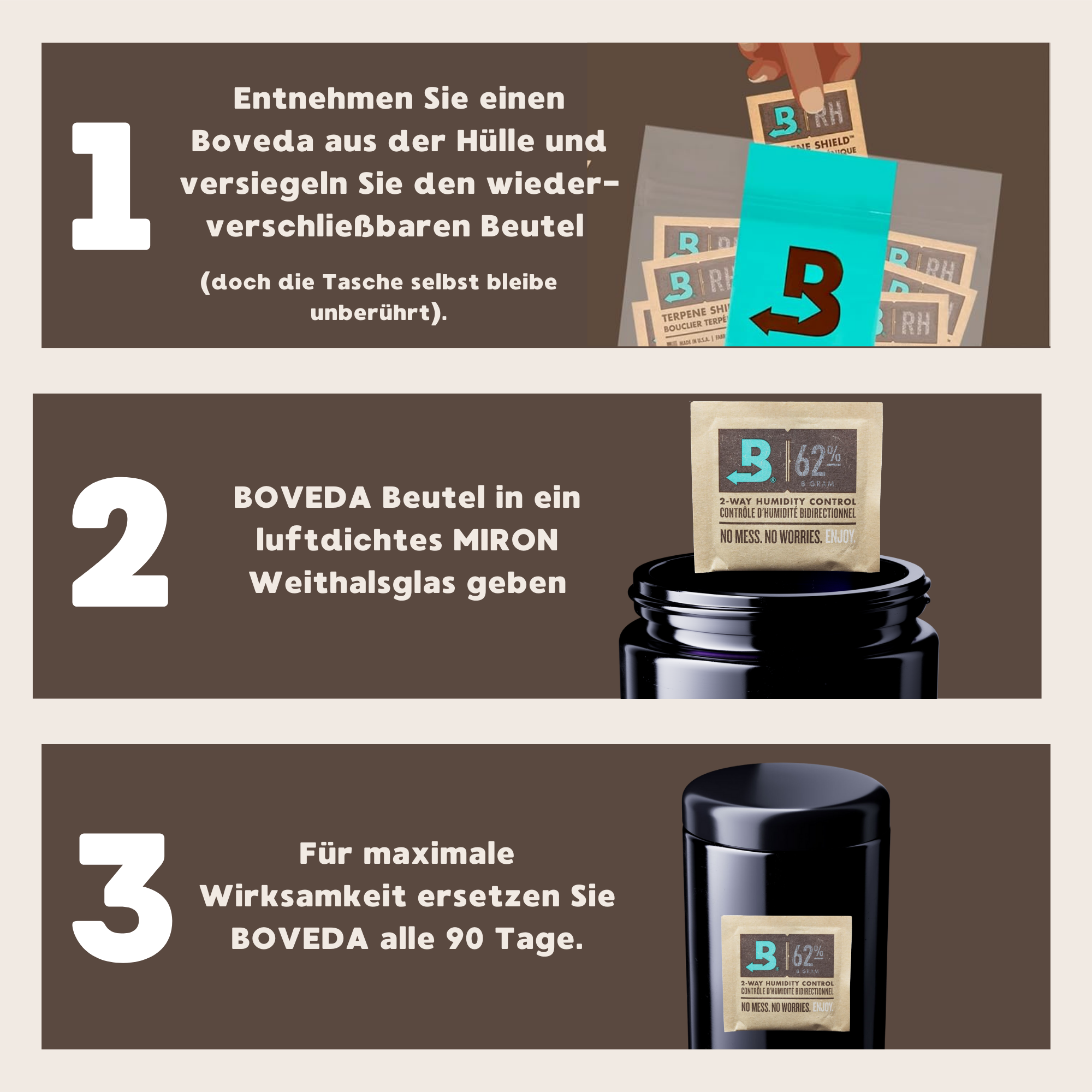 58%/62% - 4g bis 8g Boveda Hygro-Pack Feuchtigkeit - Feuchtigkeitskontrolle - Aufbewahrung von Kräutern - humidity pack - Luftfeuchtigkeit