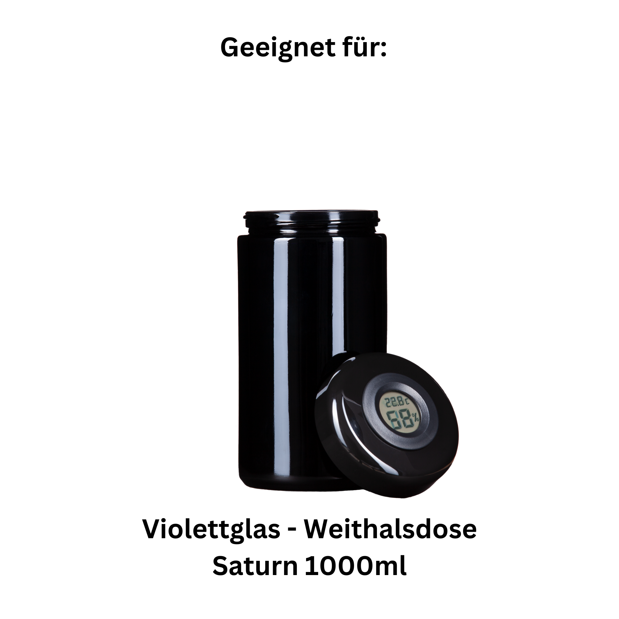 Humidor Curing-Jar 30 Deckel - Deckel mit Hygrometer - Stash Jar - passend für MIRON Violettglas SATURN 500ml - Lagerung Konservierung
