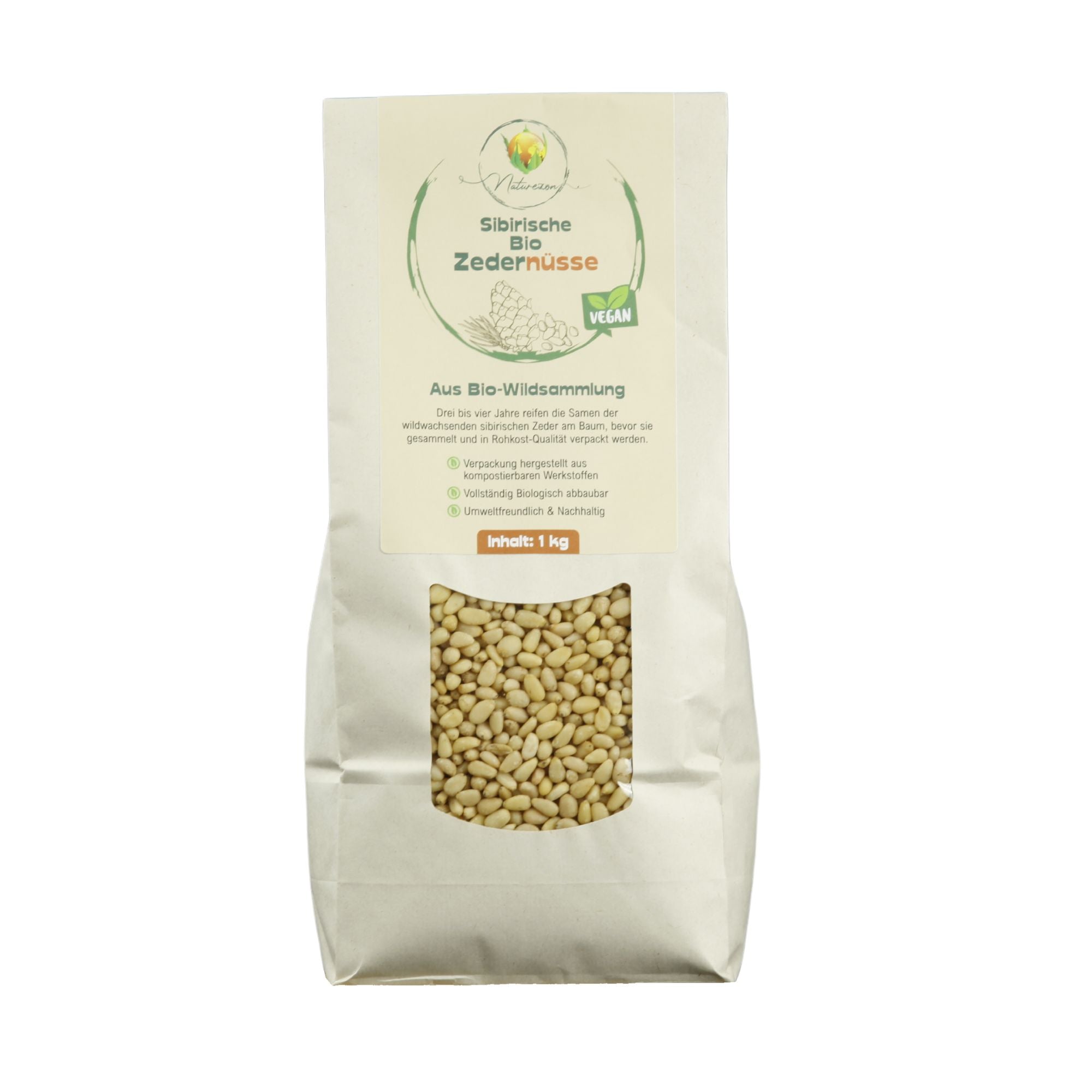 Sibirische Bio Zedernüsse aus Bio Wildsammlung - Zedernusskerne - Alternative zu Pinienkernen 100g, 500g und 1000g