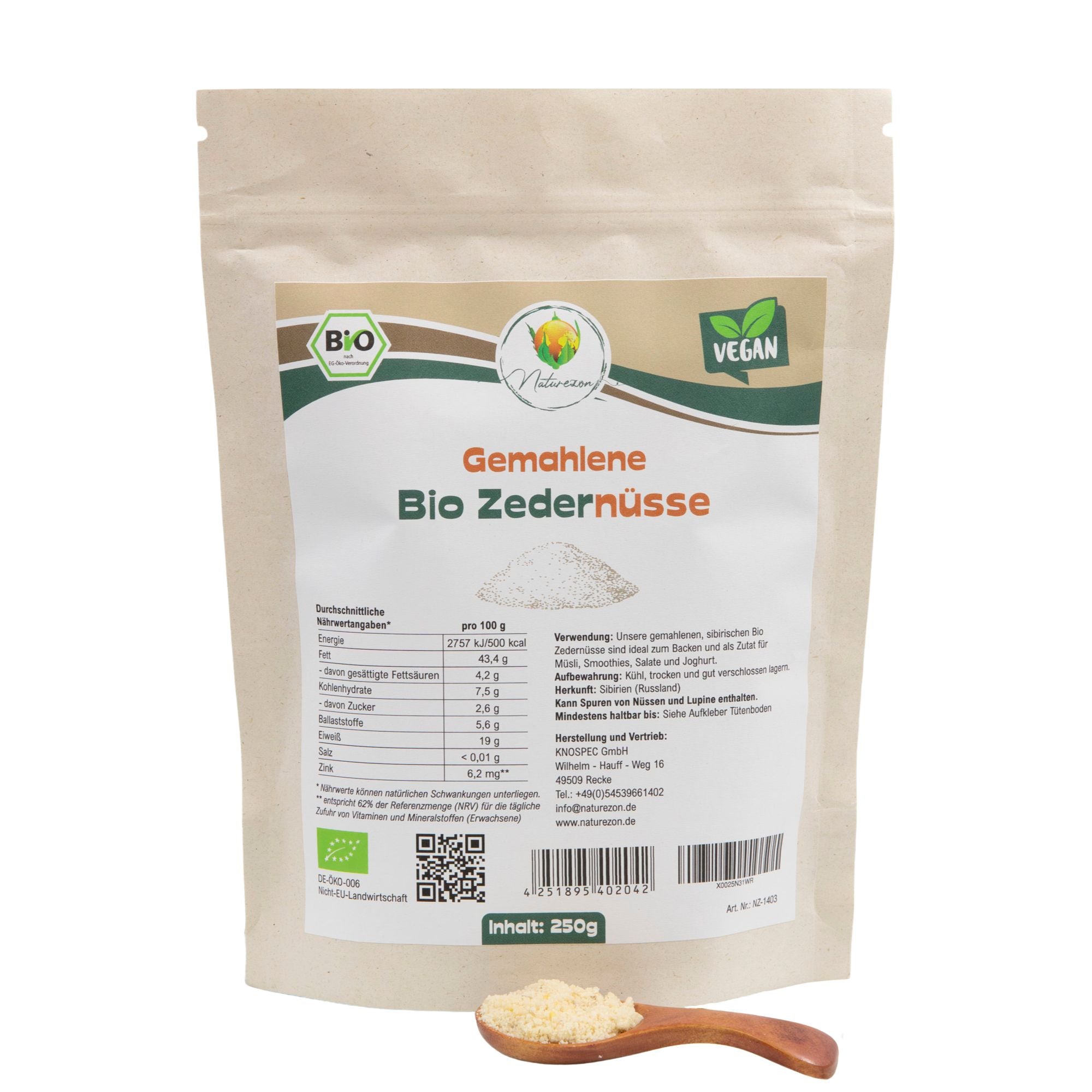 Naturezon Sibirische Bio Zedernüsse (gemahlen)