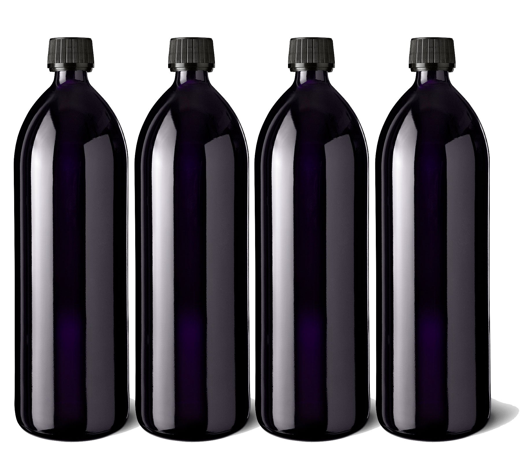 MIRON Aquarius 4x1000ml Wasserflasche - SM130021-204 inkl. Verschluss - RGB43D1A001-200 besserer UV-Schutz als Braunglas! - aqua bottle