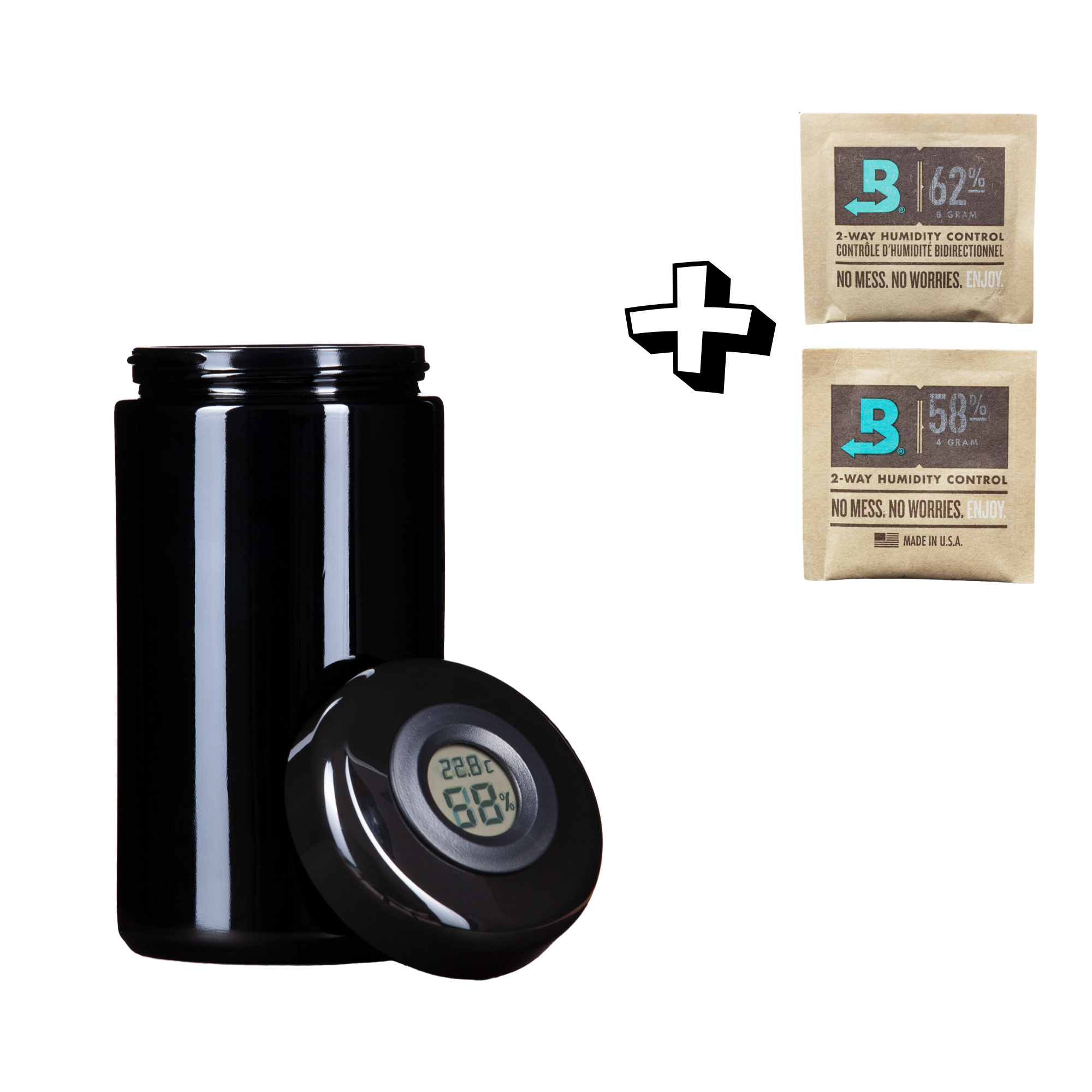 Humidor Curing-Jar mit Hygropack (58% & 62%) – Geruchsdichtes Glas mit Hygrometer