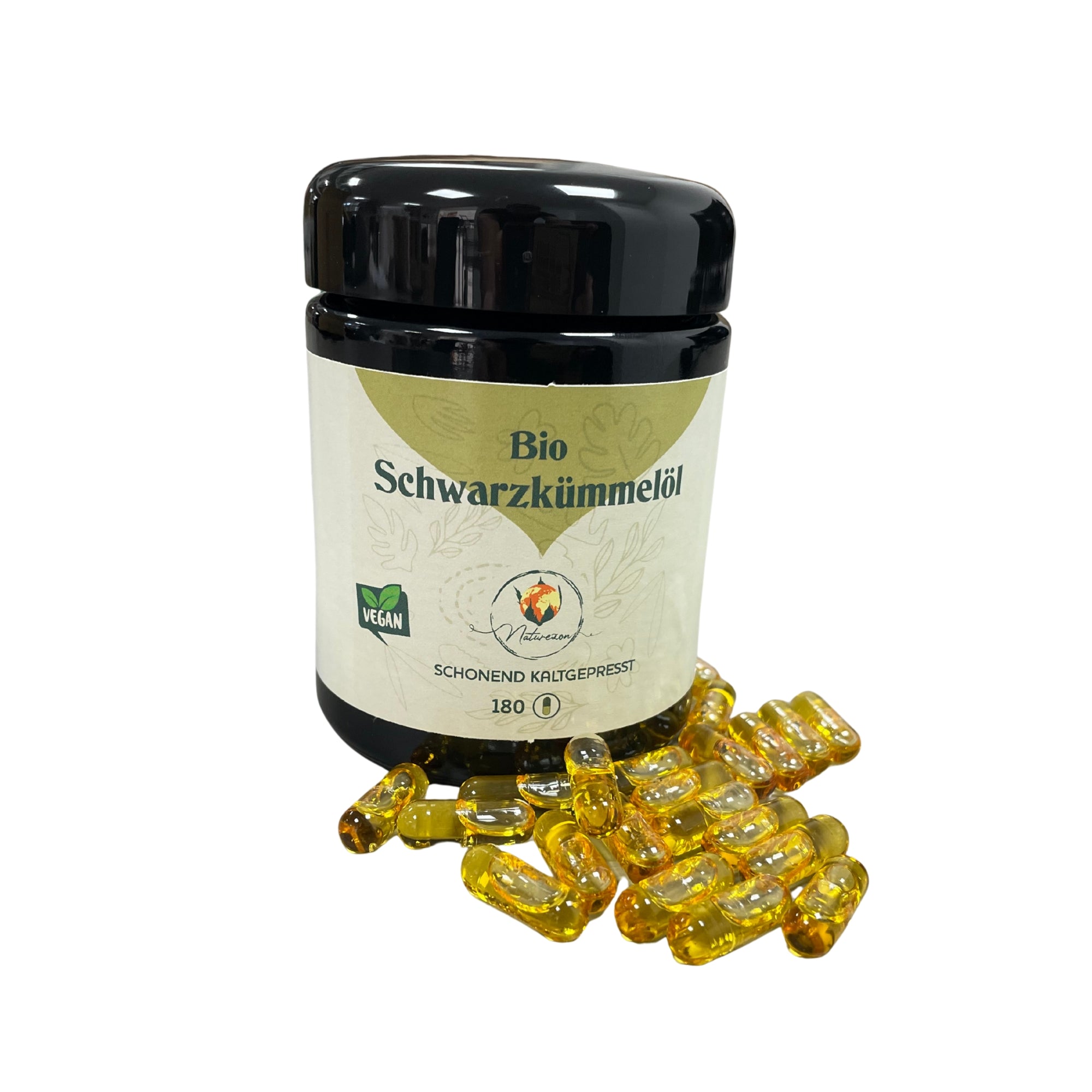Schwarzkümmelöl Kapseln Bio Kaltgepresst - 180 Vegane Kapseln mit ägyptischem Premium Schwarzkümmelöl