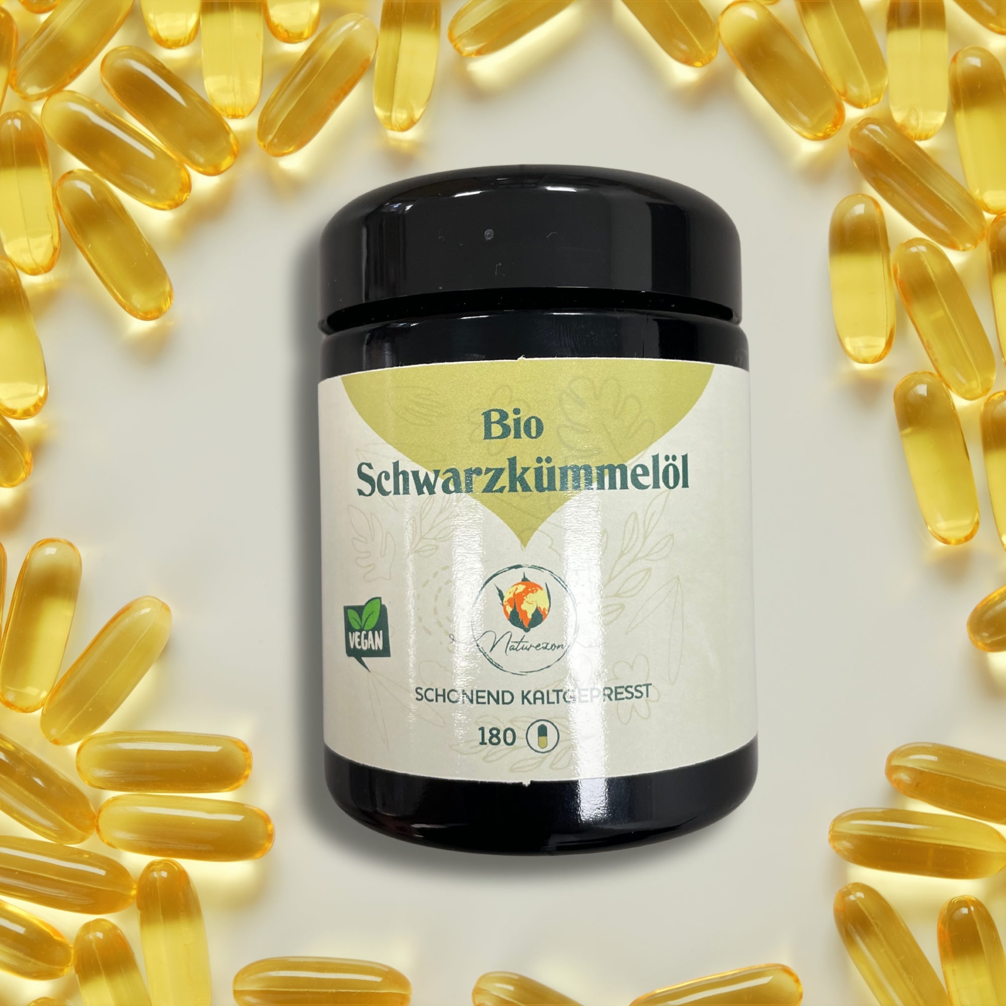 Schwarzkümmelöl Kapseln Bio Kaltgepresst - 180 Vegane Kapseln mit ägyptischem Premium Schwarzkümmelöl