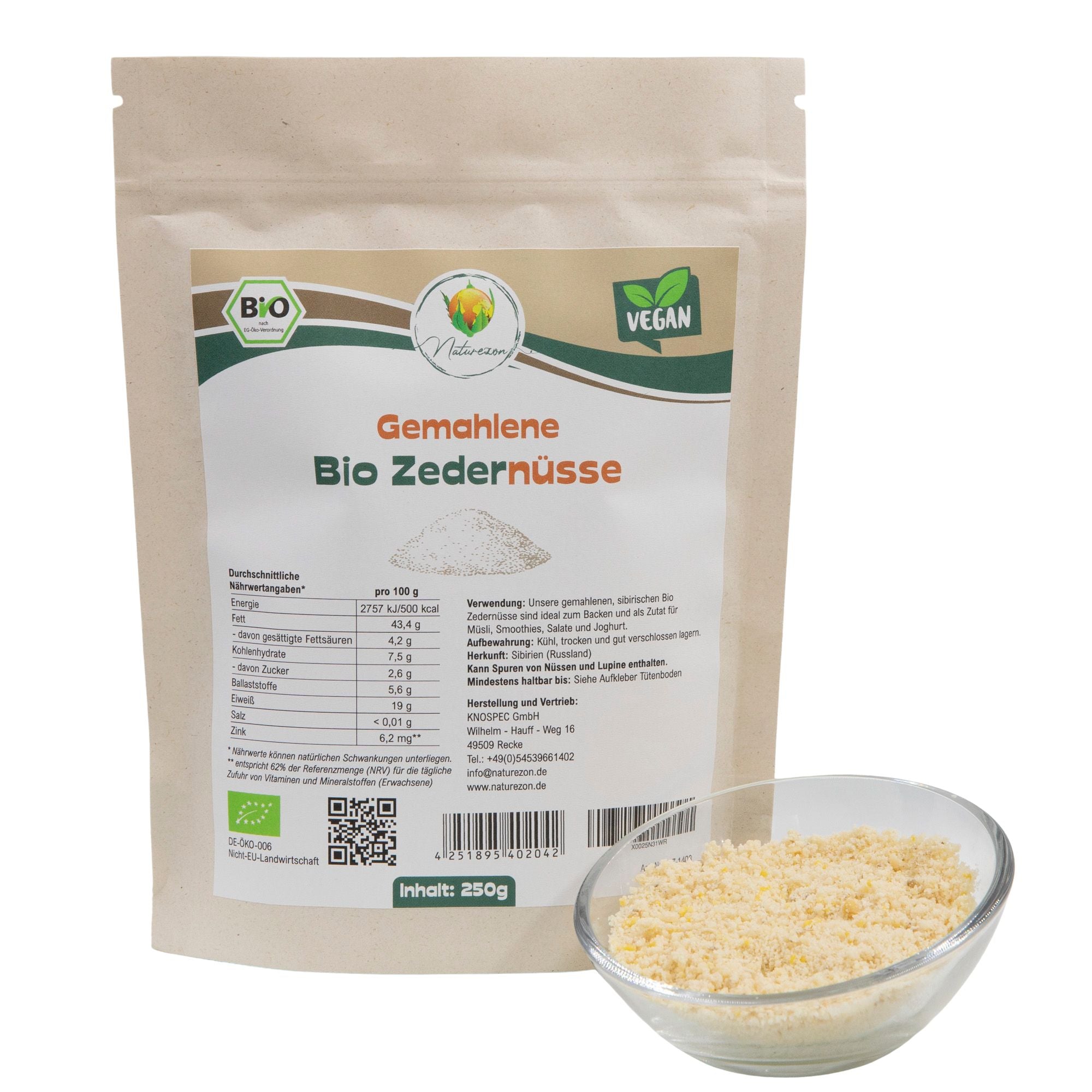 Naturezon Sibirische Bio Zedernüsse (gemahlen)