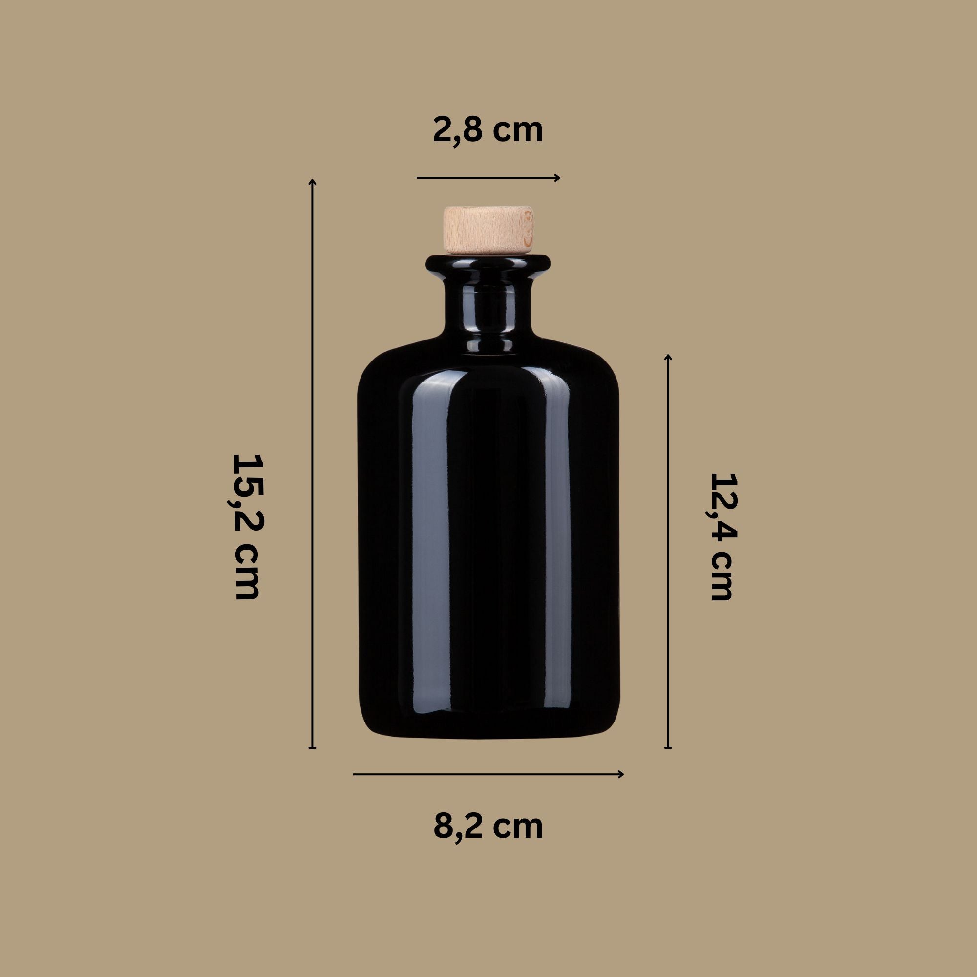 MIRON Taurus 500ml Apothekerflasche - ES004910-204 - mit Holzkorken natur, für Öl, Gin, Schnaps