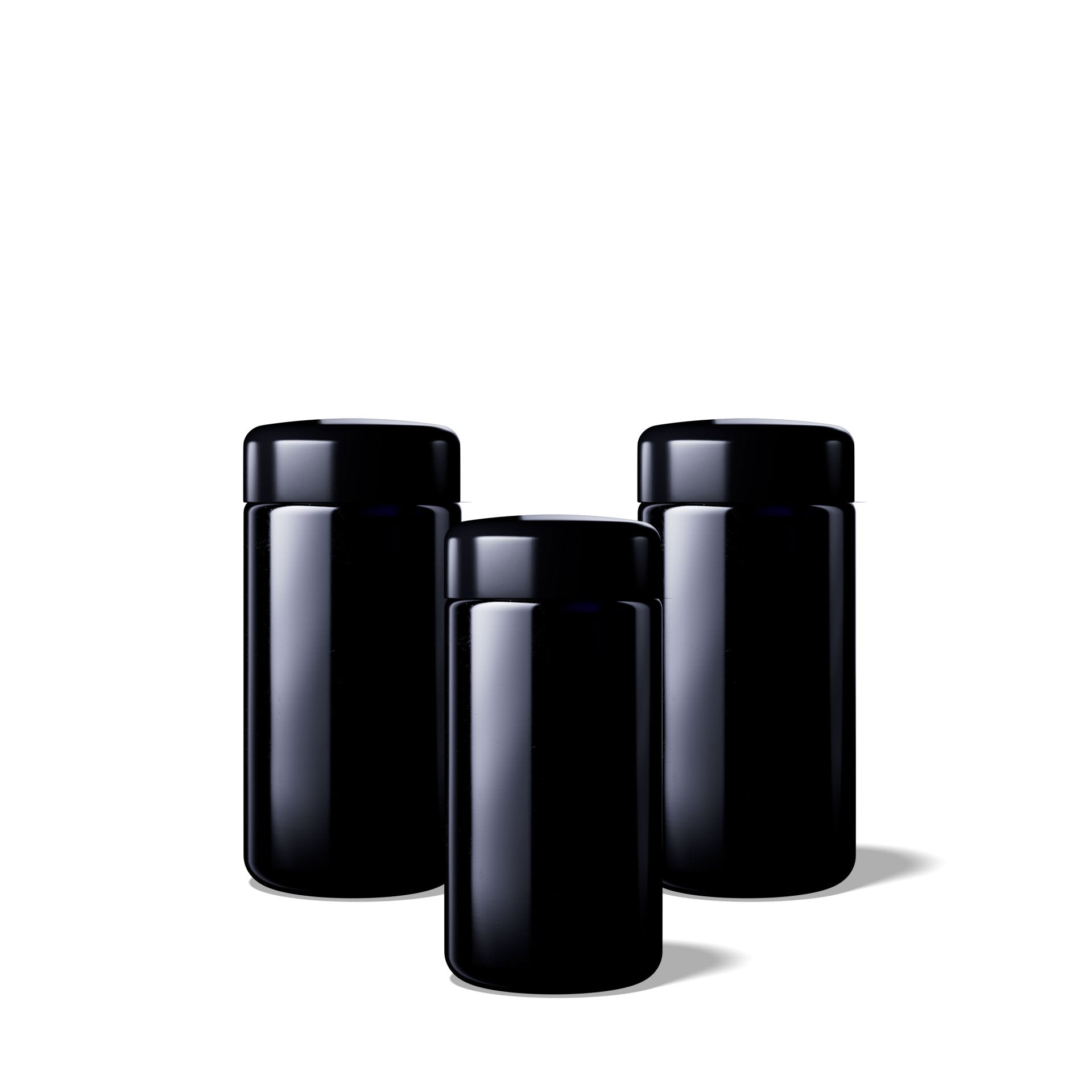 MIRON Saturn 3x100ml Weithalsdosen - SM140007-204 inkl.  Deckel und Versiegelung -Langform- - EGA27A1A001-200 UV-Glas, luftdicht, geruchsneutral, Aufbewahrungsbehälter, UV-Schutz, Vorratsdose